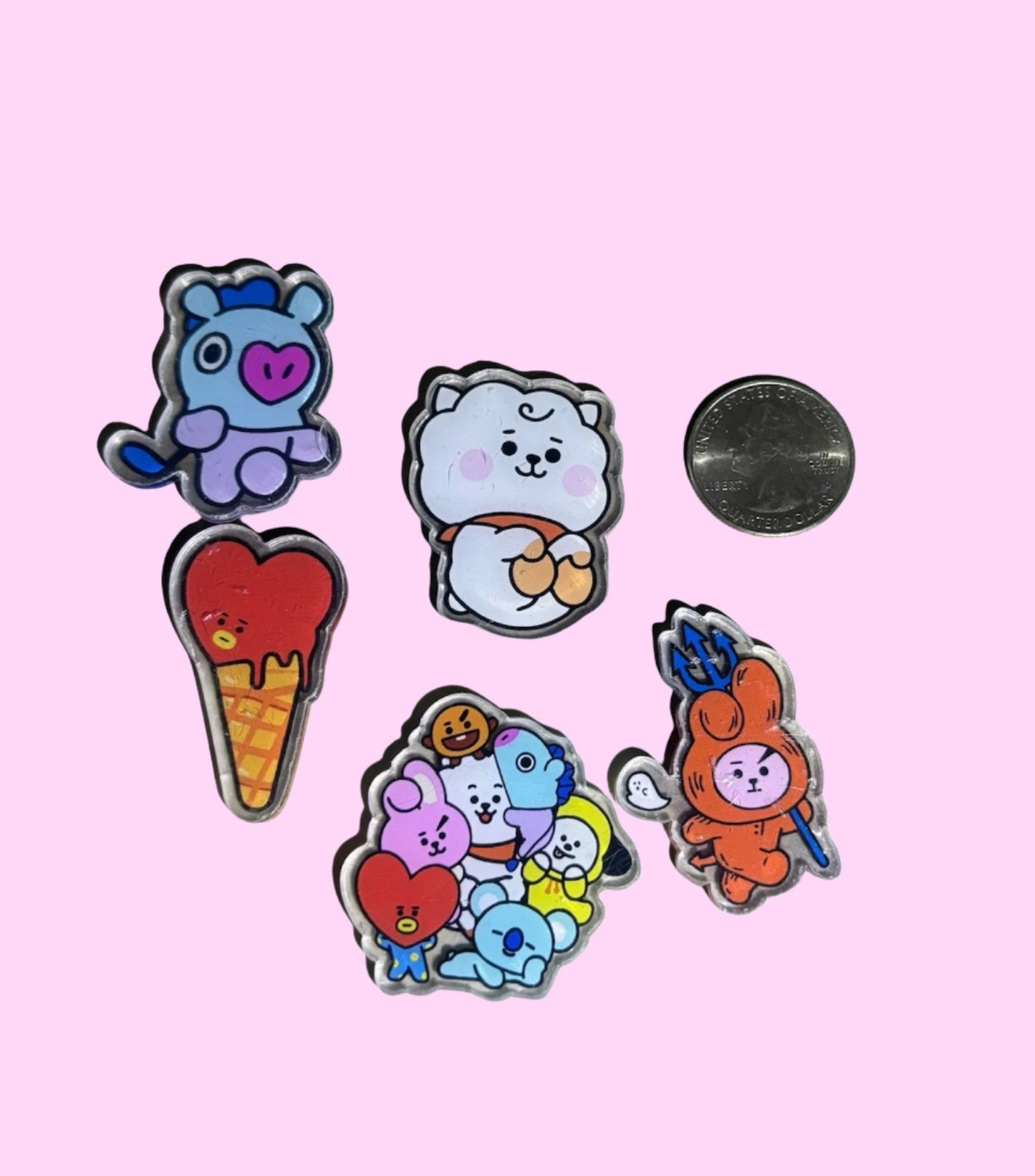 Clear Acrylic BT21 Cabochon - 5pk (styles vary)