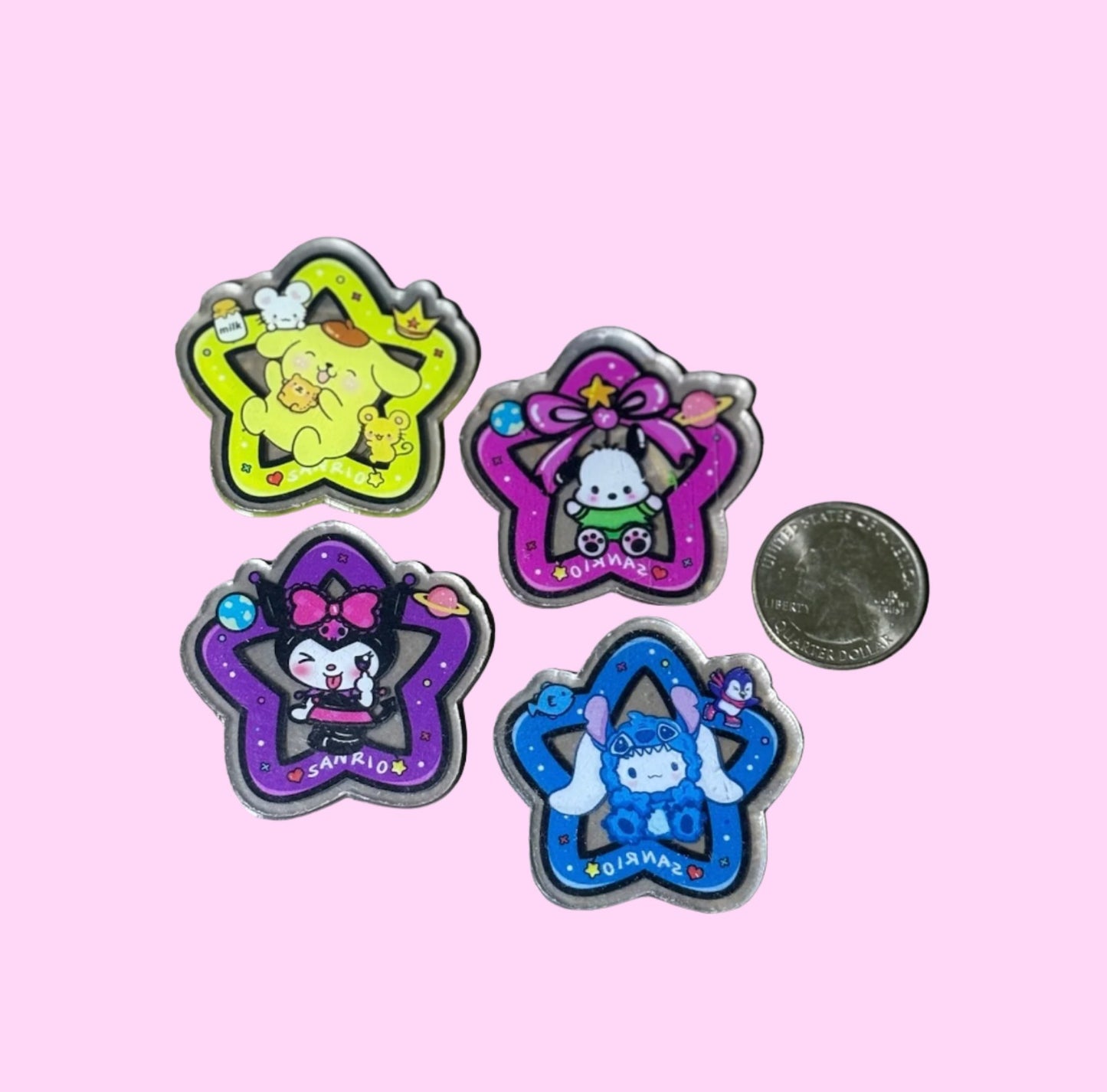 Clear Acrylic Sanrio Stars Cabochon - 4pk (styles vary)